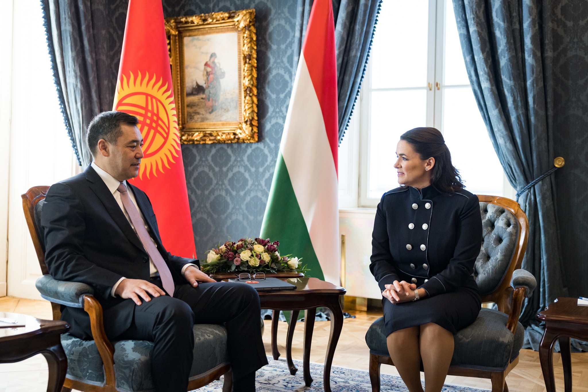Novák Katalin és Szadir Zsaparov kirgiz elnök