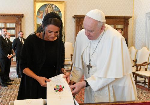 Novák Katalin Ferenc pápával a Vatikánban 0