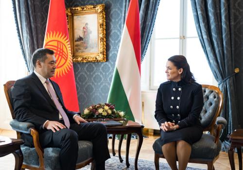 Novák Katalin és Szadir Zsaparov kirgiz elnök